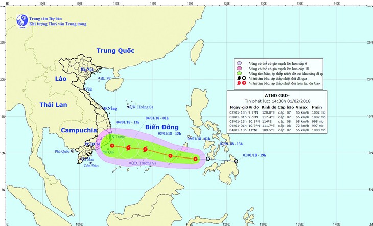 Áp thấp nhiệt đới có thể mạnh lên thành bão khi tới Trường Sa - Ảnh 1.