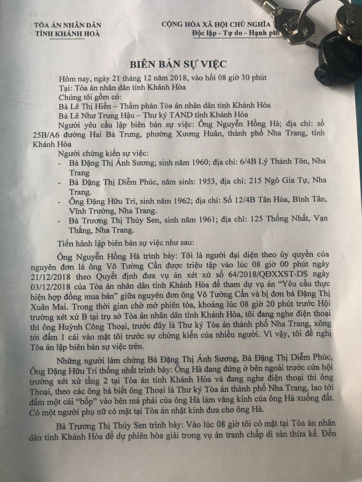 Nguyên thư ký tòa đánh luật sư ngay tại sảnh tòa án tỉnh - Ảnh 2.