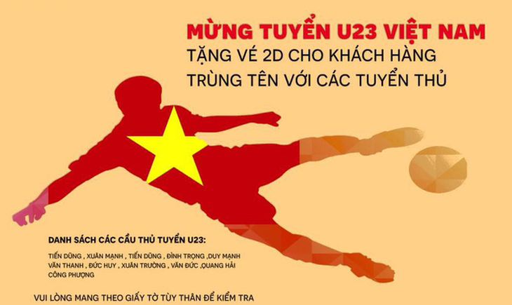 Trà sữa, rạp chiếu phim giảm giá mừng U-23 VN chiến thắng - Ảnh 2.