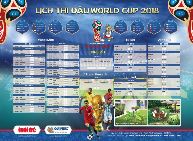 Tặng bạn đọc lịch thi đấu World Cup 2018 - Ảnh 1.