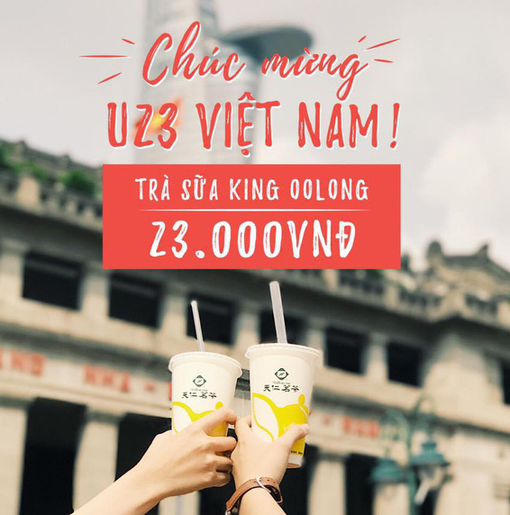 Trà sữa, rạp chiếu phim giảm giá mừng U-23 VN chiến thắng - Ảnh 1.