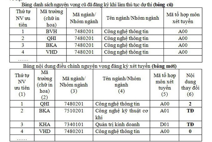 Cách ghi phiếu điều chỉnh nguyện vọng xét tuyển - Ảnh 3.