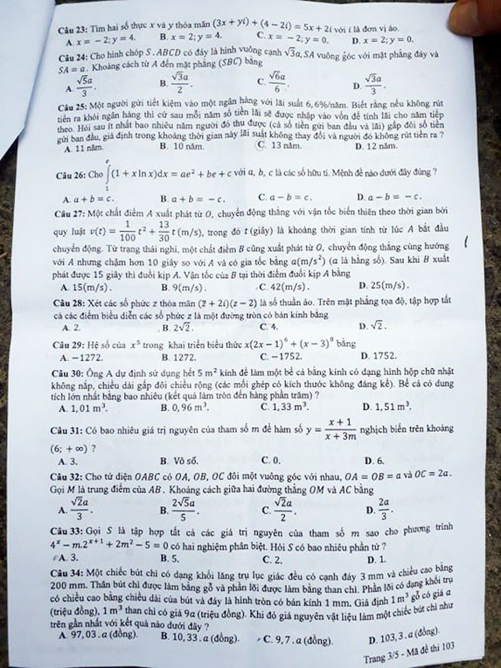 Toàn bộ bài giải 24 mã đề toán THPT quốc gia 2018 - Ảnh 3.