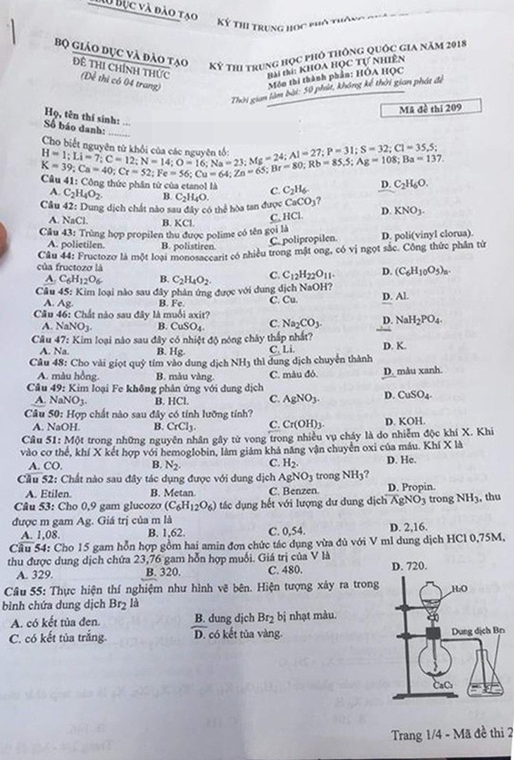 Bài giải môn hóa THPT quốc gia 2018 - Ảnh 6.