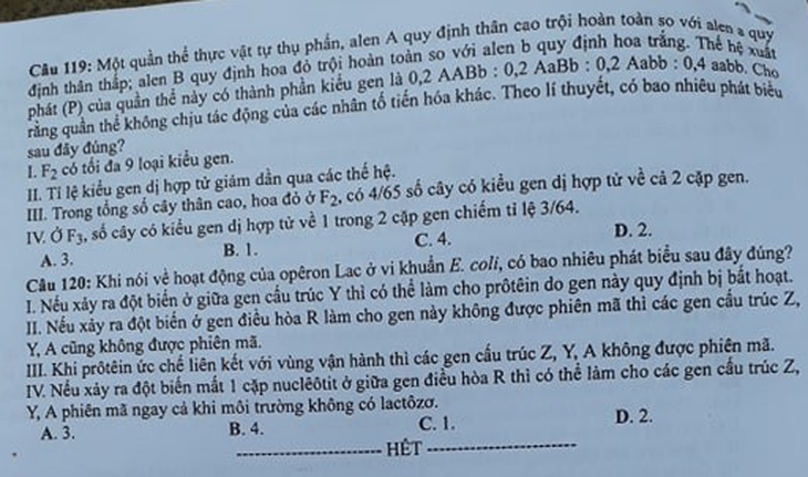 Đề môn sinh thi THPT quốc gia 2018: dài, nhiều câu tính toán - Ảnh 6.