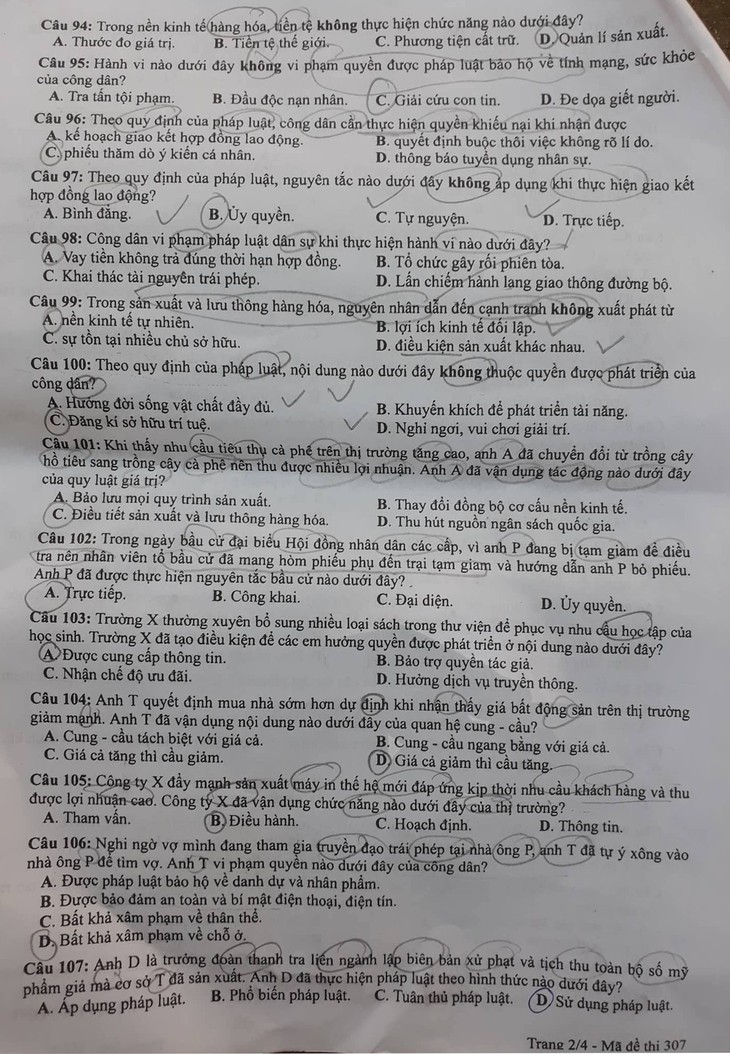 Đề giáo dục công dân hỏi về vi phạm trong bầu cử hội đồng nhân dân - Ảnh 3.