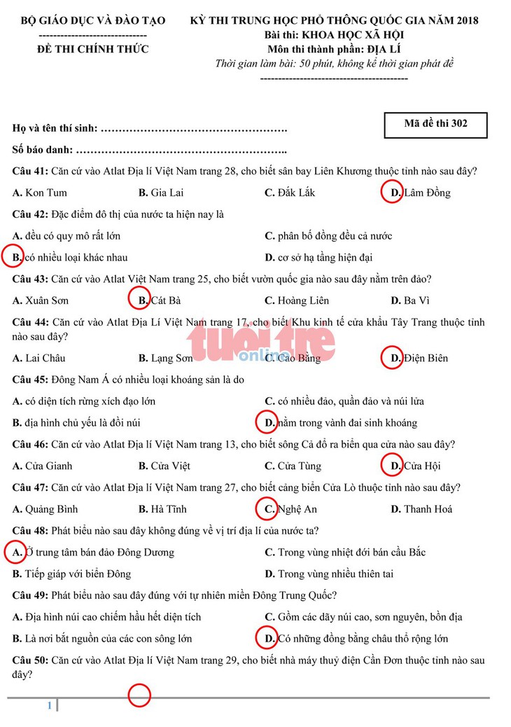 Đề địa lý THPT quốc gia: khó lấy điểm tuyệt đối - Ảnh 6.