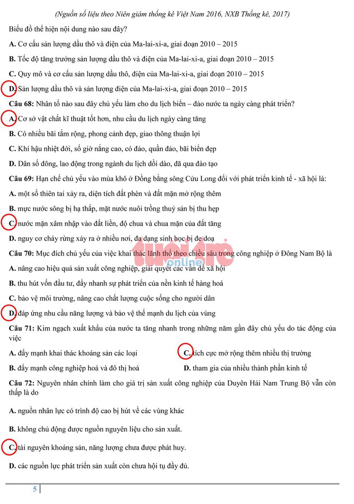 Đề địa lý THPT quốc gia: khó lấy điểm tuyệt đối - Ảnh 10.