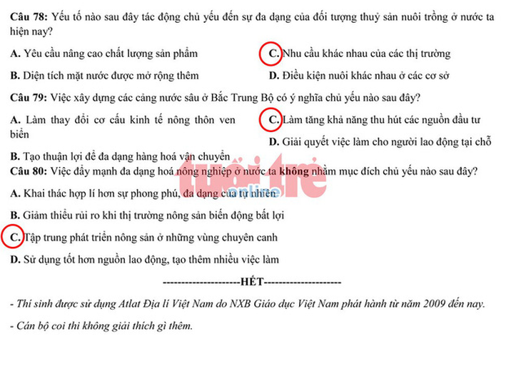 Đề địa lý THPT quốc gia: khó lấy điểm tuyệt đối - Ảnh 12.