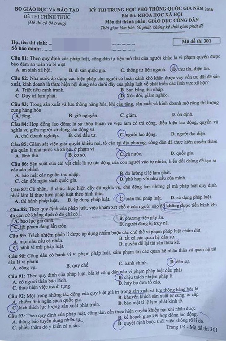 Bài giải môn giáo dục công dân THPT quốc gia - Ảnh 6.