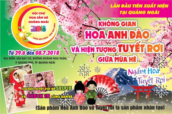 Ngắm “Lễ hội Hoa Anh Đào và Tuyết rơi” lần đầu tại Quảng Ngãi - Ảnh 1.