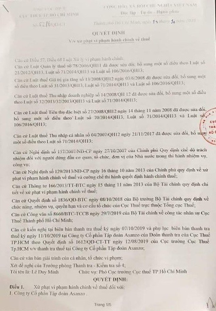 Phạt, truy thu thuế Asanzo hơn 68 tỉ, chuyển hồ sơ sang cơ quan công an - Ảnh 2.