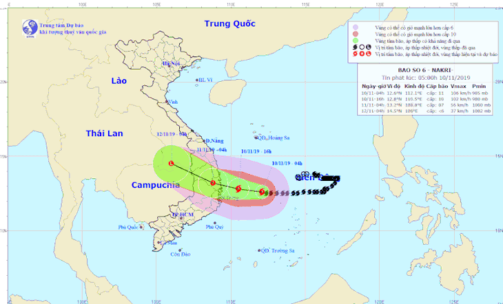 Bão số 6 tiến gần hơn vào bờ biển Quảng Ngãi - Khánh Hòa - Ảnh 1.