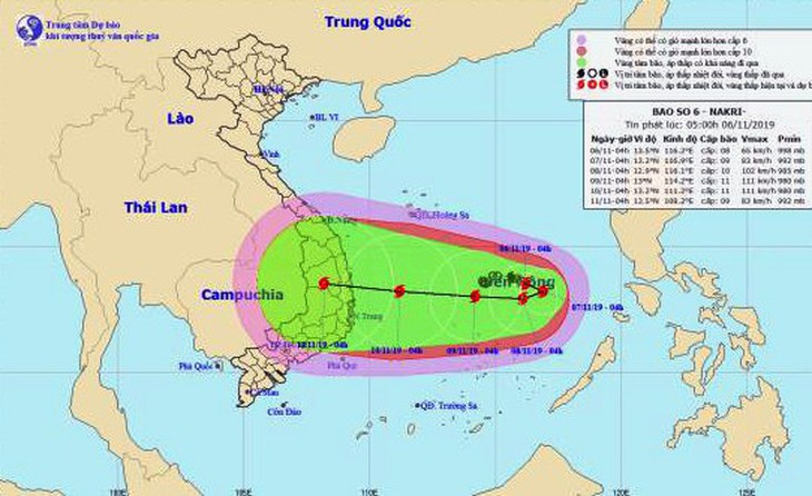 Bão số 6 đang tiến chậm trên Biển Đông, hướng vào miền Trung - Ảnh 2.