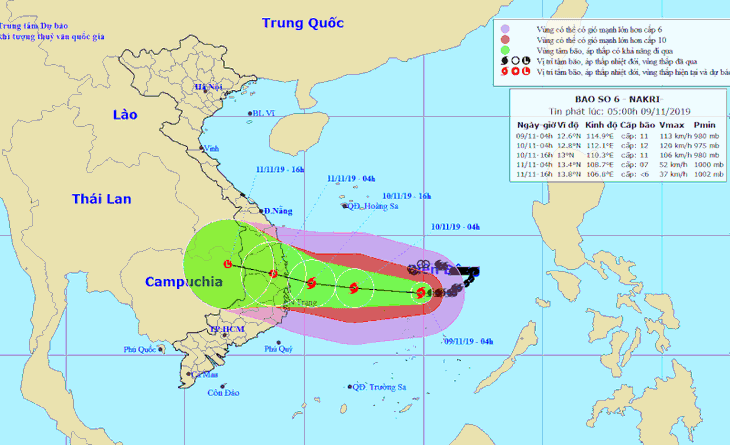 Bão số 6 lao về hướng bờ biển Quảng Ngãi đến Khánh Hòa - Ảnh 1.