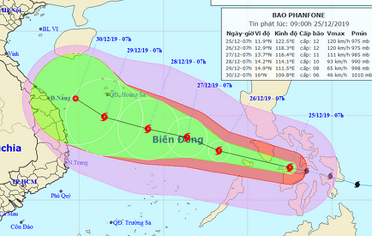 Bão Phanfone đang mạnh lên, giật cấp 14 - Ảnh 1.