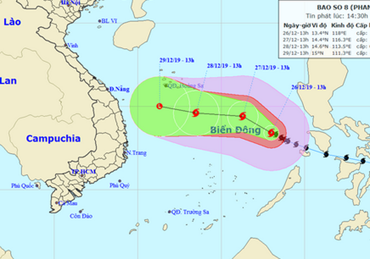 Bão số 8 có thể tan trên biển ngày 29, 30-12 - Ảnh 1.