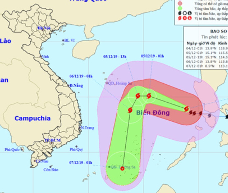 Tâm bão Kammuri cách Trường Sa 560km, ngoài khơi gió giật, biển động mạnh - Ảnh 1.