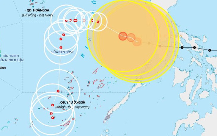 Bão số 7 tiến gần Trường Sa, giật cấp 13