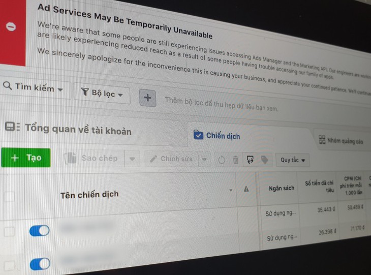Nhiều tài khoản không dám chi tiền chạy quảng cáo trên Facebook - Ảnh 2.