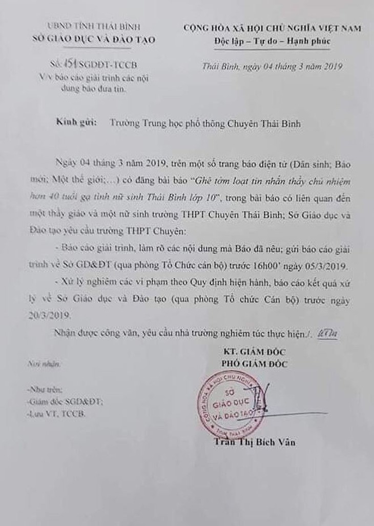 Yêu cầu xác minh, báo cáo vụ thầy giáo gạ tình học sinh - Ảnh 1.