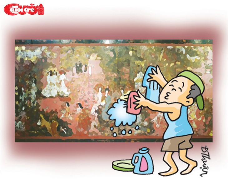 Rửa tranh như... rửa xe - Ảnh 1. Rửa tranh như... rửa xe - Ảnh 1.