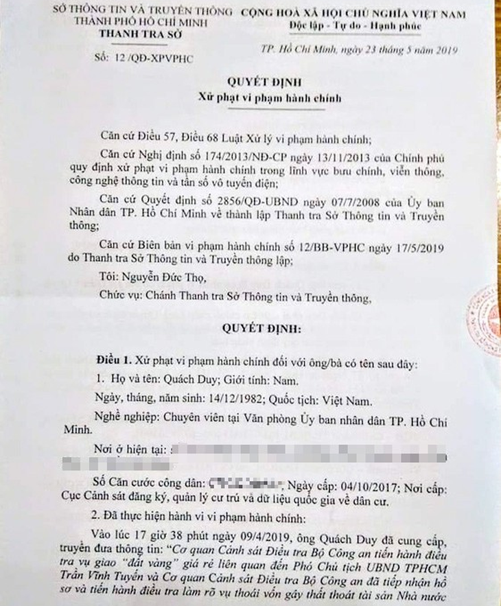 Chuyên viên văn phòng UBND TP.HCM kiện quyết định xử phạt xúc phạm người khác - Ảnh 2.