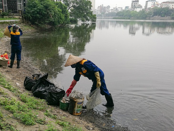 Thanh tra việc mua bán chất làm sạch hồ tại Hà Nội - Ảnh 1. Thanh tra việc mua bán chất làm sạch hồ tại Hà Nội - Ảnh 1.