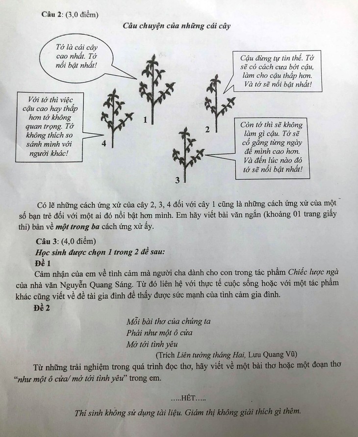 Đề thi văn lớp 10 TP.HCM: thí sinh em khen hay, em nói khó - Ảnh 2.