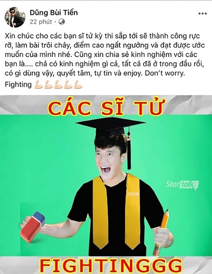 Bùi Tiến Dũng ôm heo hồng, quay video chúc sĩ tử thi tốt - Ảnh 2.