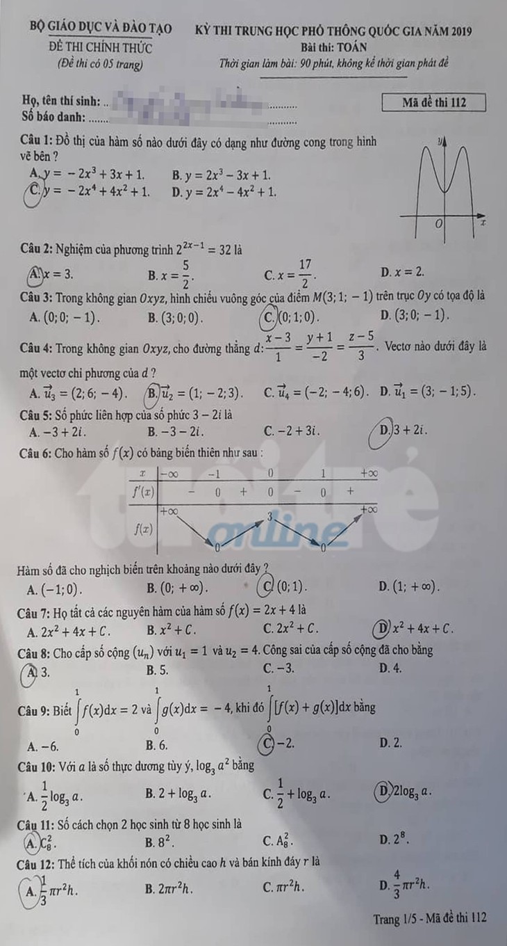 Mời bạn đọc xem đề toán THPT quốc gia 2019 - Ảnh 17.