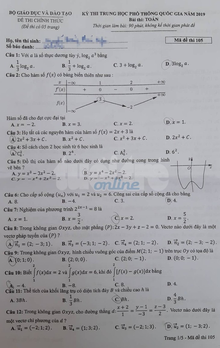 Mời bạn đọc xem đề toán THPT quốc gia 2019 - Ảnh 22.