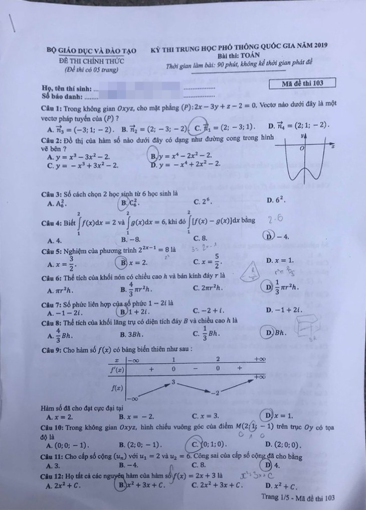 Mời bạn đọc xem đề toán THPT quốc gia 2019 - Ảnh 7.