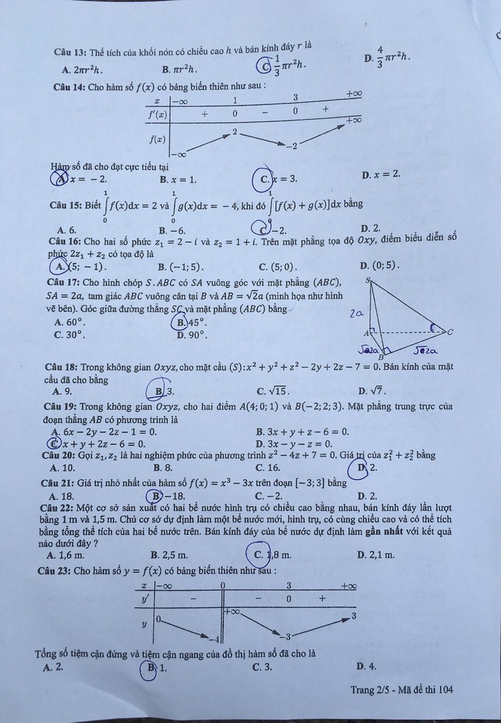 Mời bạn đọc xem đề toán THPT quốc gia 2019 - Ảnh 13.