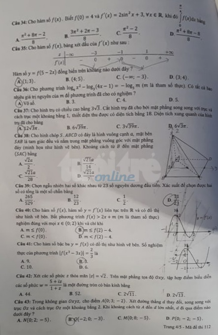 Mời bạn đọc xem đề toán THPT quốc gia 2019 - Ảnh 20.