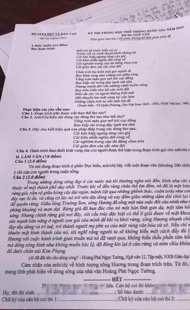 Đình chỉ thí sinh và giám thị vụ ‘lọt đề ngữ văn lên mạng - Ảnh 1.