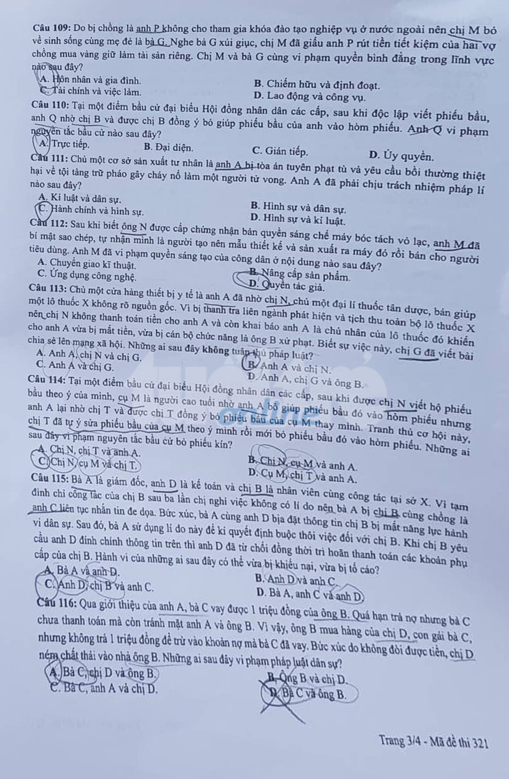 Mời bạn đọc xem đề GDCD THPT quốc gia 2019 - Ảnh 3. Mời bạn đọc xem đề GDCD THPT quốc gia 2019 - Ảnh 3.