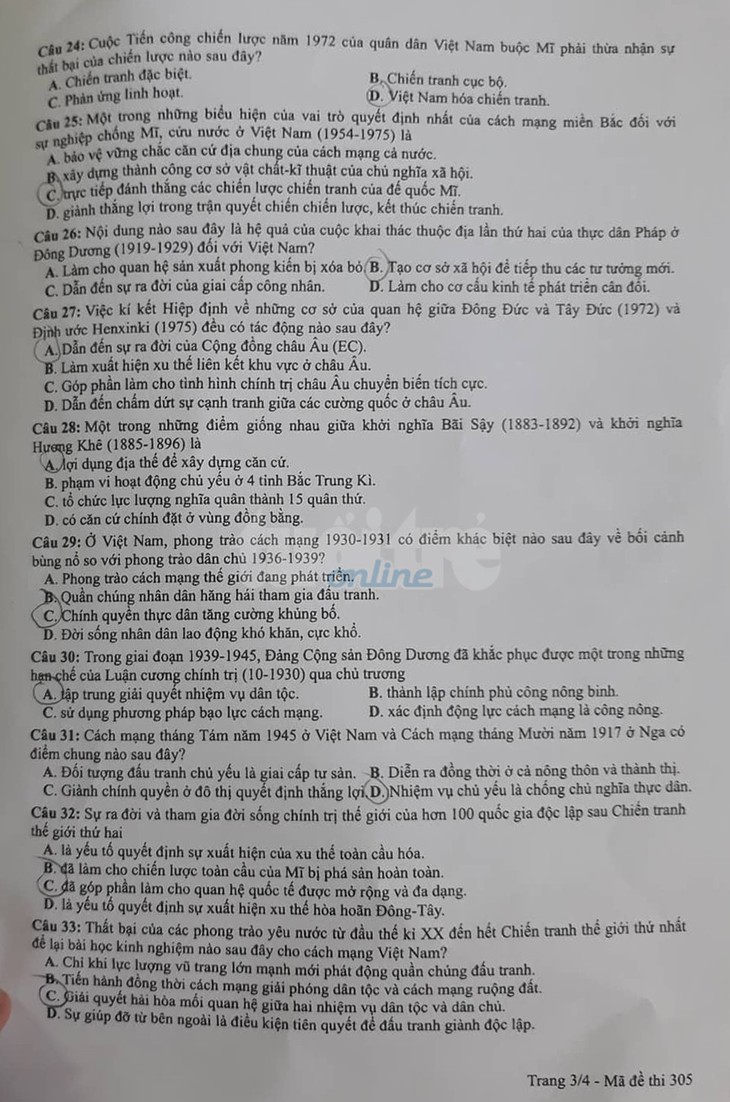 Mời bạn đọc xem đề sử THPT quốc gia 2019 - Ảnh 4. Mời bạn đọc xem đề sử THPT quốc gia 2019 - Ảnh 4.