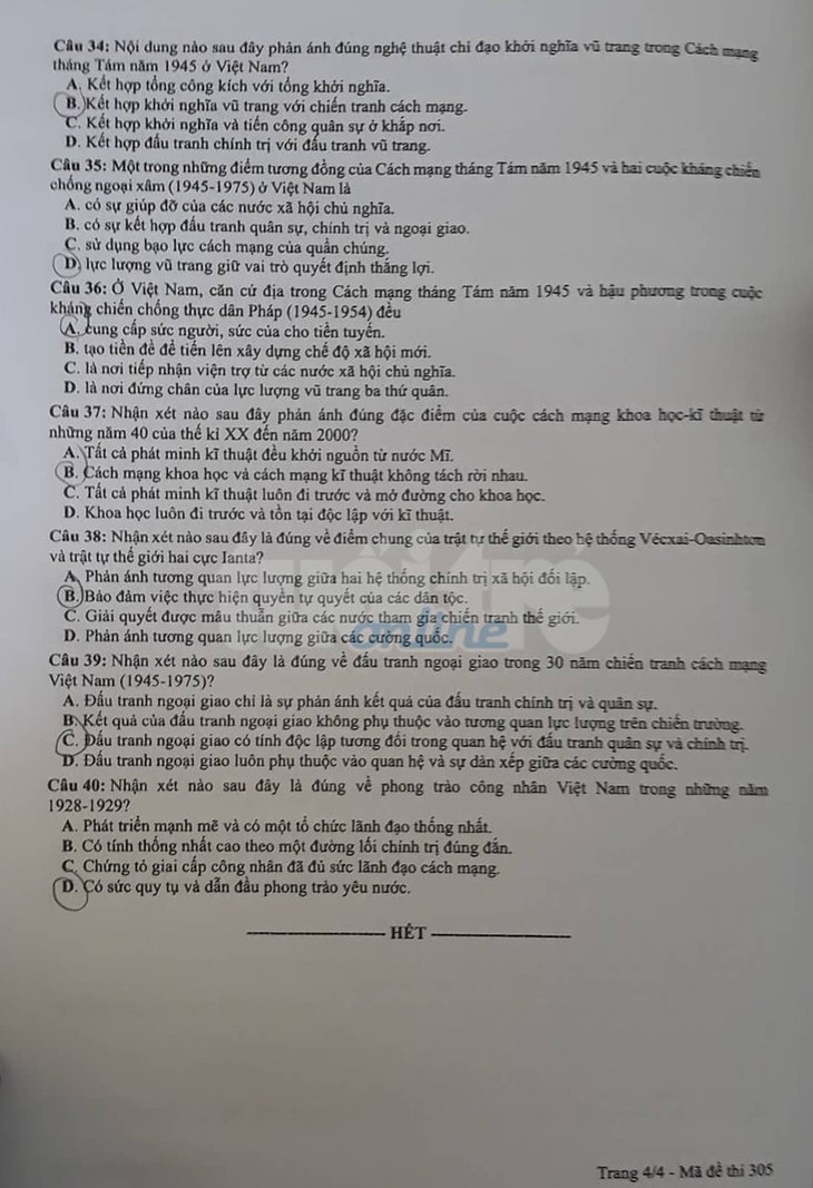 Mời bạn đọc xem đề sử THPT quốc gia 2019 - Ảnh 5. Mời bạn đọc xem đề sử THPT quốc gia 2019 - Ảnh 5.