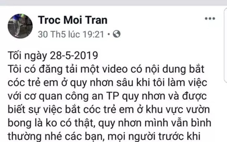 Tung tin đồn bắt cóc trẻ em trên Facebook, hai chủ tài khoản đang bị xử lý