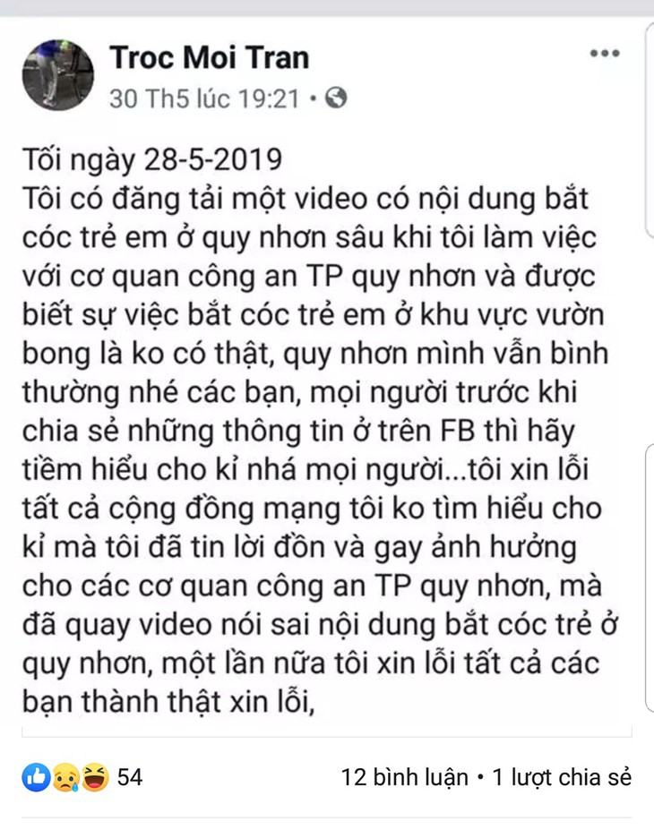 Tung tin đồn bắt cóc trẻ em trên Facebook, hai chủ tài khoản đang bị xử lý - Ảnh 1.