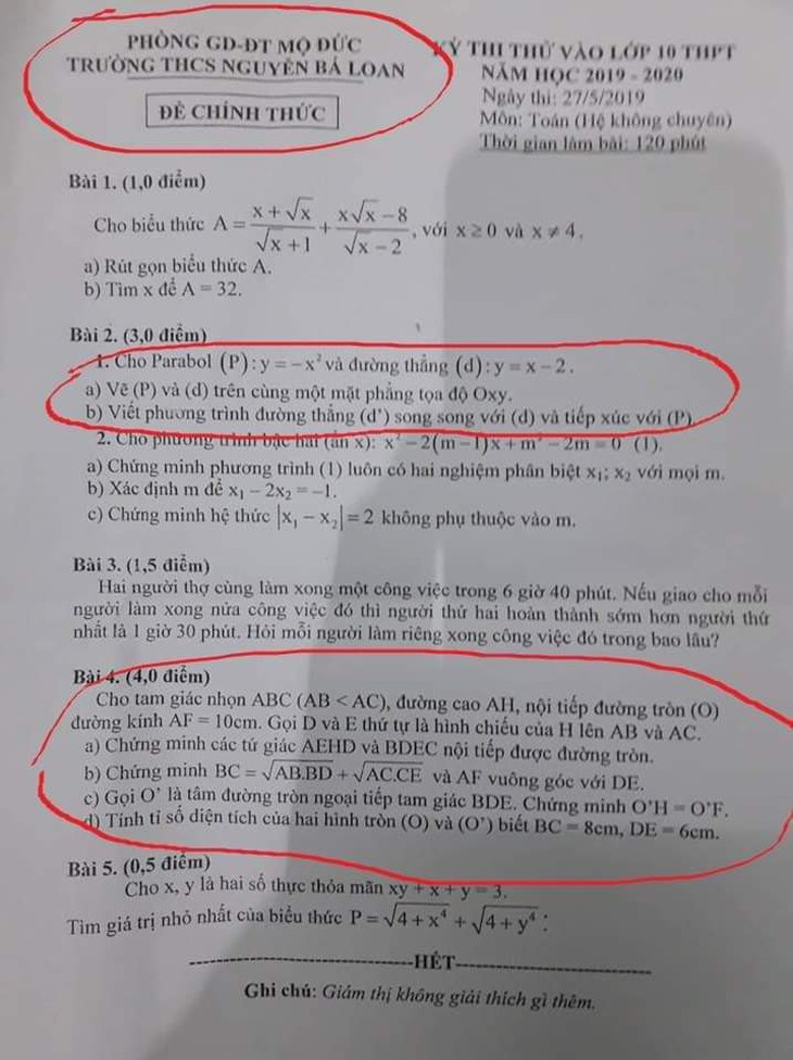 Đề toán lớp 10 ở Quảng Ngãi giống một đề thi thử - Ảnh 2.