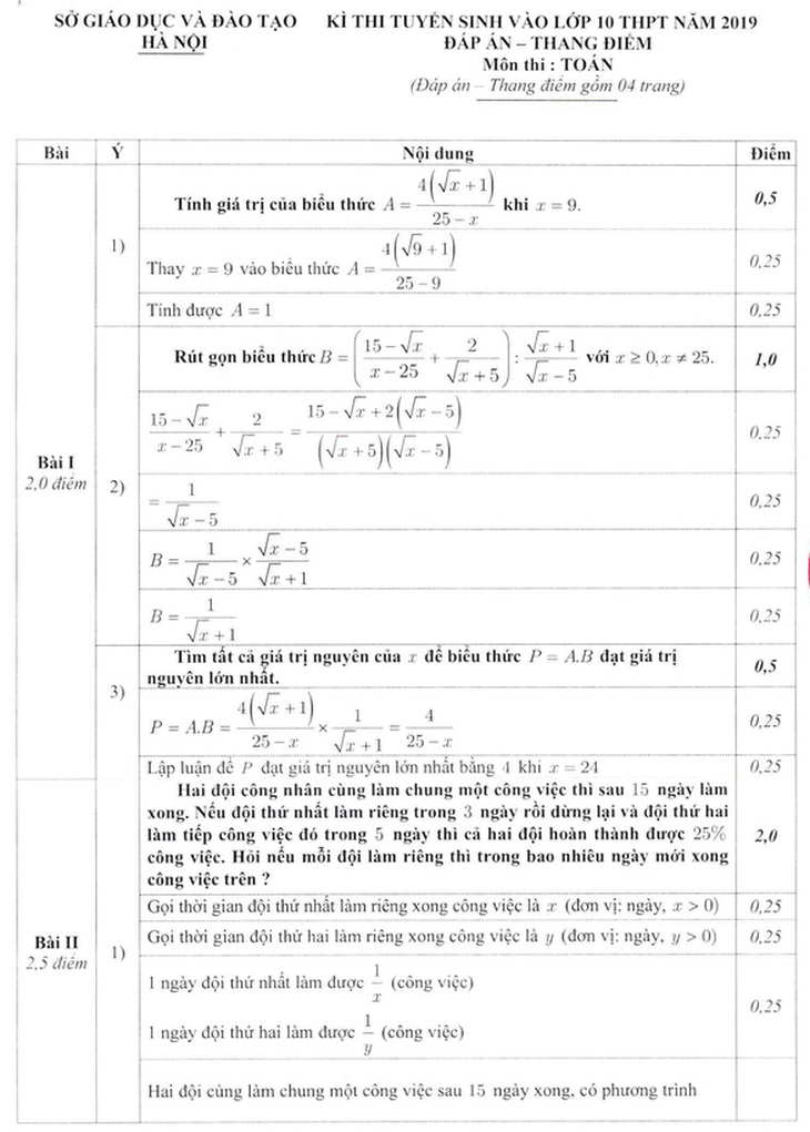 Sở GD-ĐT Hà Nội công bố đáp án thi vào lớp 10 - Ảnh 3.