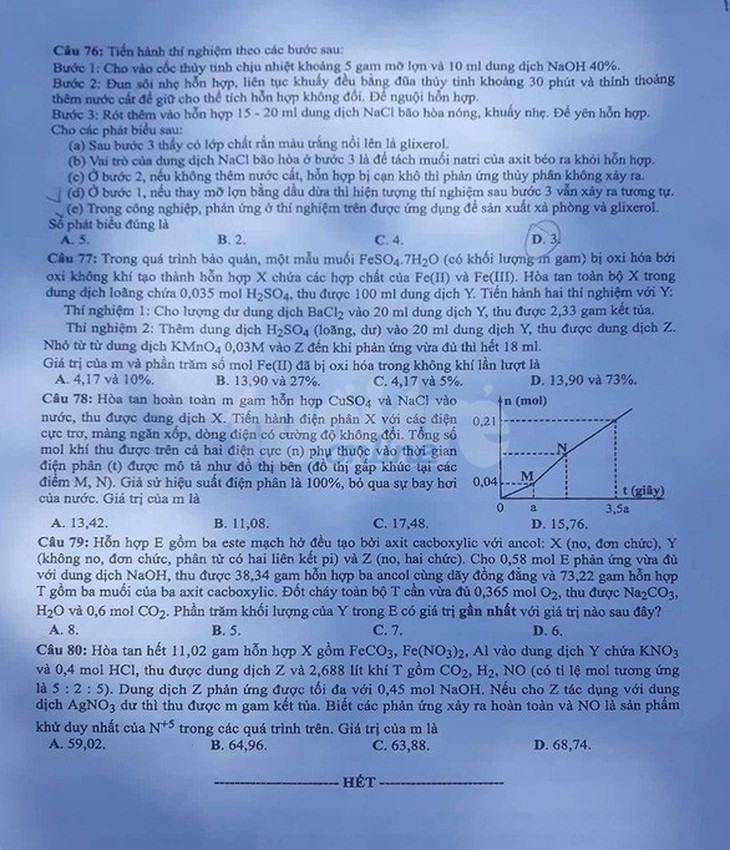 Đáp án môn hóa thi THPT quốc gia - Ảnh 7.