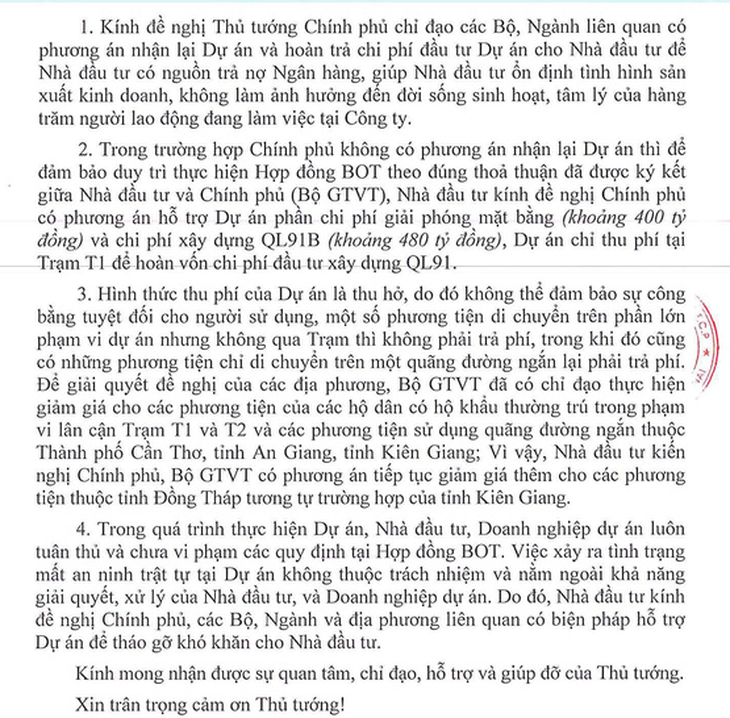 Lo nợ xấu, chủ đầu tư BOT quốc lộ 91 xin hoàn trả 880 tỉ hoặc trả lại dự án - Ảnh 3.