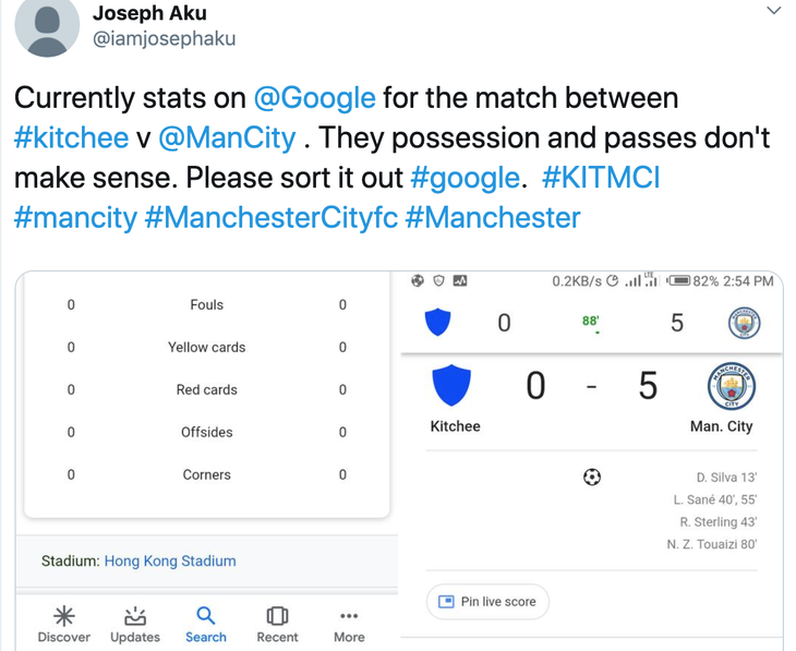 Google thống kê Man City kiểm soát bóng 100%, CĐV không thể tin nổi - Ảnh 3.