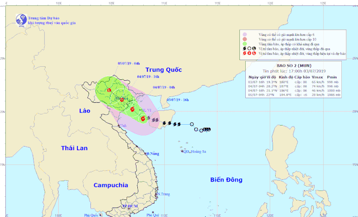 Bão số 2 cách đảo Bạch Long Vĩ 100km, cách Quảng Ninh - Thanh Hóa 210km - Ảnh 1.