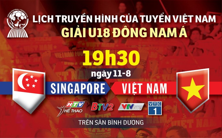 Lịch truyền hình U18 Việt Nam gặp Singapore ở Giải U18 Đông Nam Á 2019 - Ảnh 1.