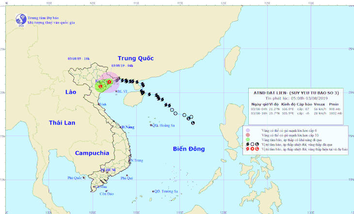 Bão số 3 vào phía Bắc Quảng Ninh thành áp thấp nhiệt đới, xuống đồng bằng Bắc bộ - Ảnh 1.