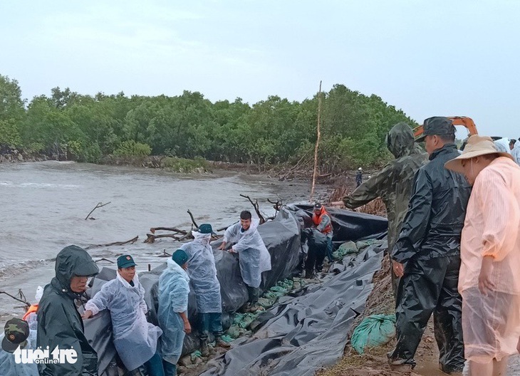 Cà Mau ban bố tình huống khẩn cấp hộ đê biển Tây - Ảnh 1.